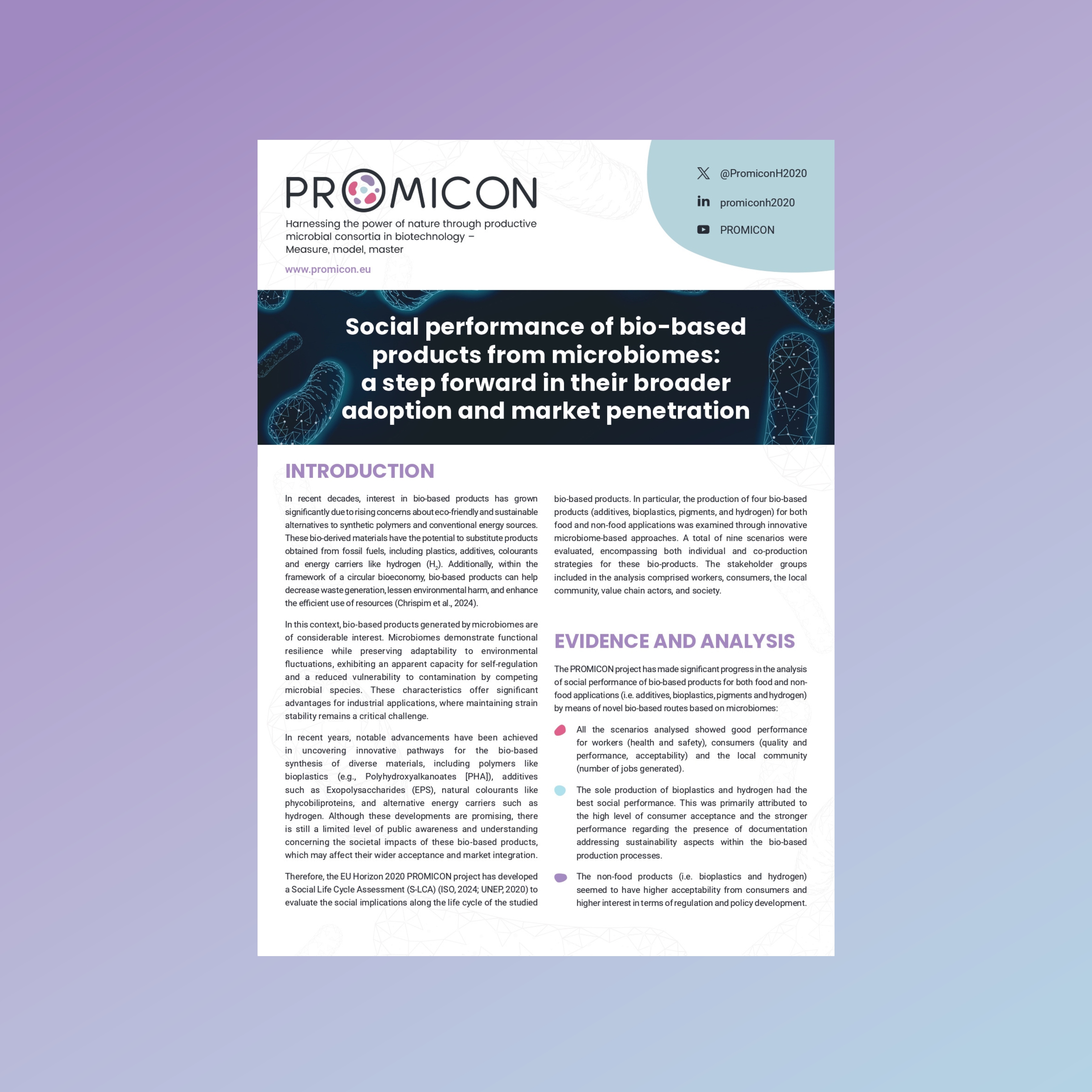 Social performance of bio-based  products from microbiomes:  a step forwards their broader adoption and market penetration